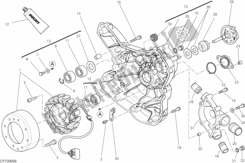 Toutes les pièces pour le Couvercle De Crnkcse Côté Pompe à Eau du Ducati Diavel Carbon FL Brasil 1200 2015